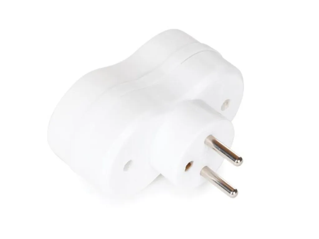 Splitter, 2 plugs with earth pin (type E), polypropylene, indoor use, white